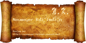 Neumeyer Kálmán névjegykártya